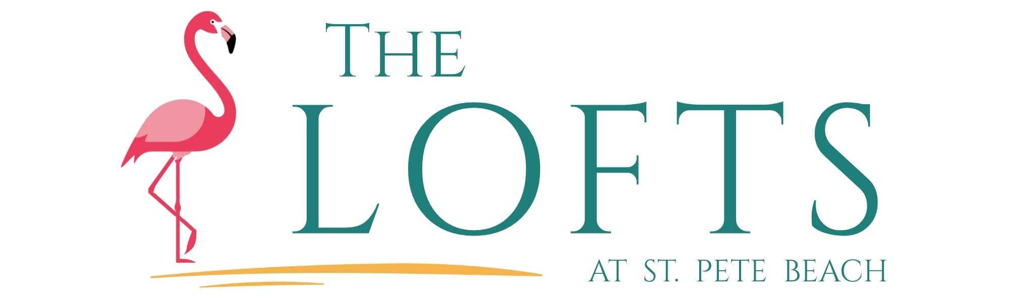 Logo for The Lofts at St. Pete Beach featuring a pink flamingo.